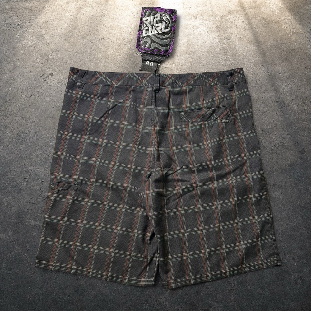 Rip Curl Plaid Board Shorts Charcoal Grey Skater Baggy Y2K Retro Size 40